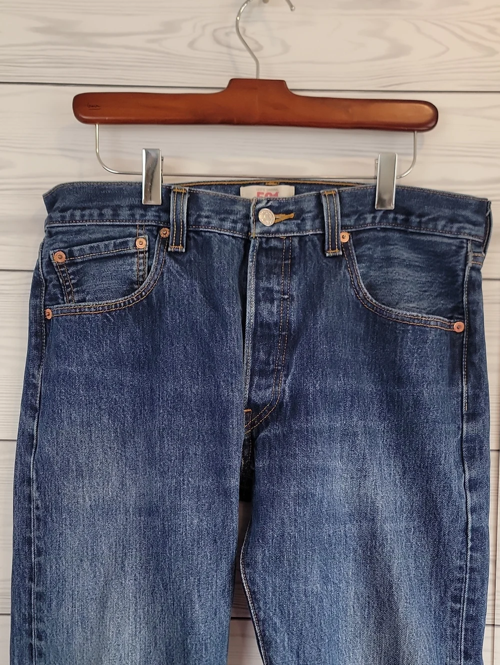 Levi's 501 Button Fly Straight-Leg Blue Denim Jeans Mens Size 34